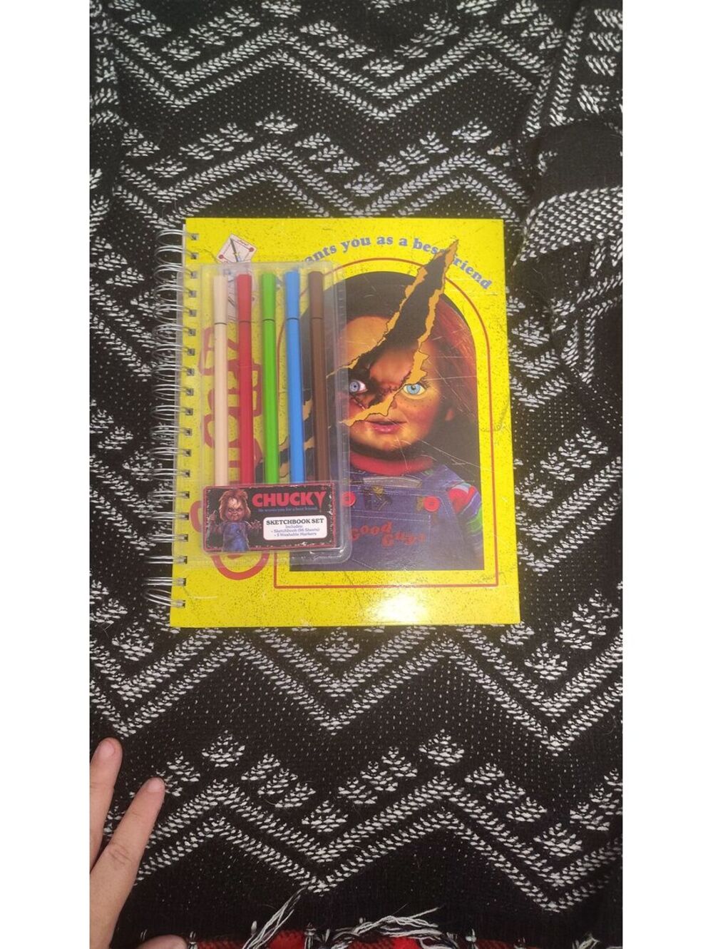 Chucky He Wants You as a Best Friend Spiral Notebook Sketchbook Kit Pencils
